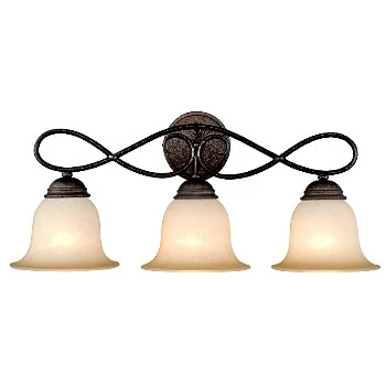 Hardware House 10-1059 Bennington 3-light Vanity Light With Amber Glass, Antique Bronze Finish