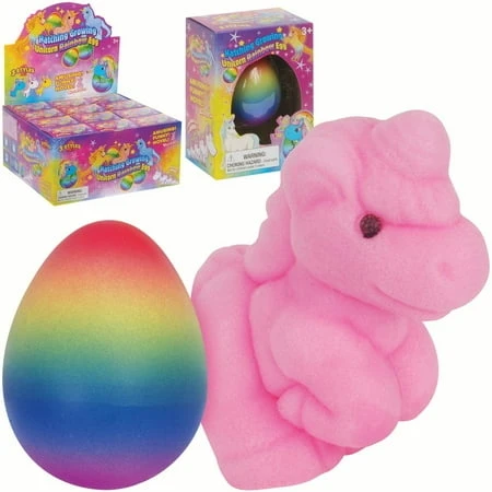 Playmaker Toys Hatching Growing Unicorn Rainbow Egg 2.5 Inch Novelty Toy