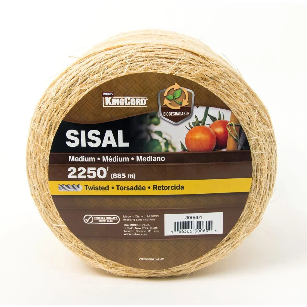 Kingcord 24" X 2,250' Medium Weight Twisted Sisal Twine, Natural Brown/tan Color
