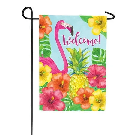 Custom Decor Garden Flag Featuring Flamingo And Pineapple Design