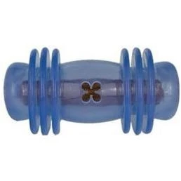 Starmark Crunching Barbell Dog Treat Dispenser, Medium, Blue, Model 713066