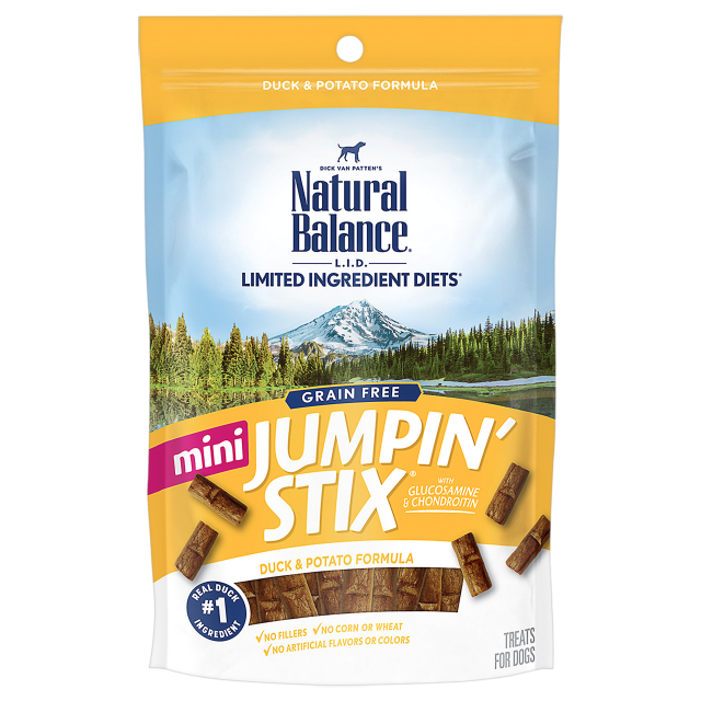 Natural Balance L.i.t. Jumpin' Stix Duck & Potato Dog Treats With Glucosamine, 5 Oz.
