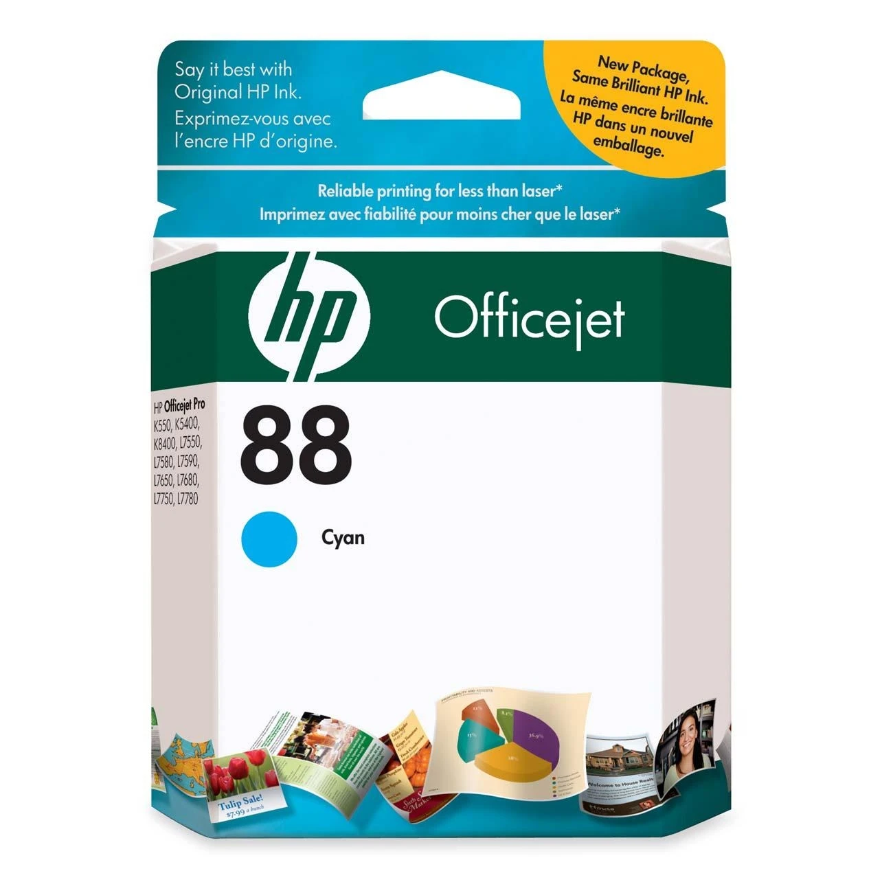 Hp 88 Cyan Ink Cartridge C9386an 9 Ml For Officejet Pro K550 Series