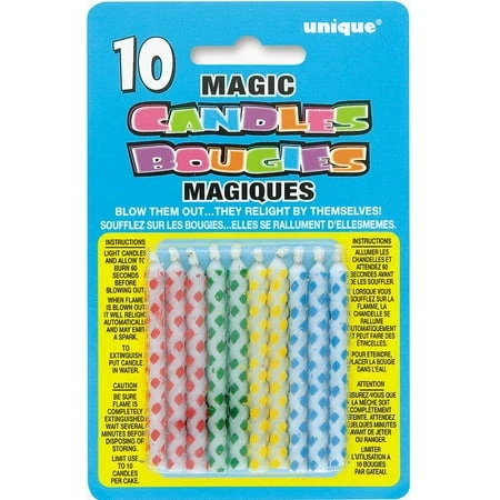 Diamond Dot Magic Relighting Trick Birthday Candles, Assorted, 10ct