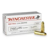 Winchester 7.62x25mm Tokarev 85 Grain Full Metal Jacket 50 Rounds