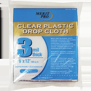 Merit Pro 386 9' X 12' 3 Mil Dynamic Plastic Drop Cloths