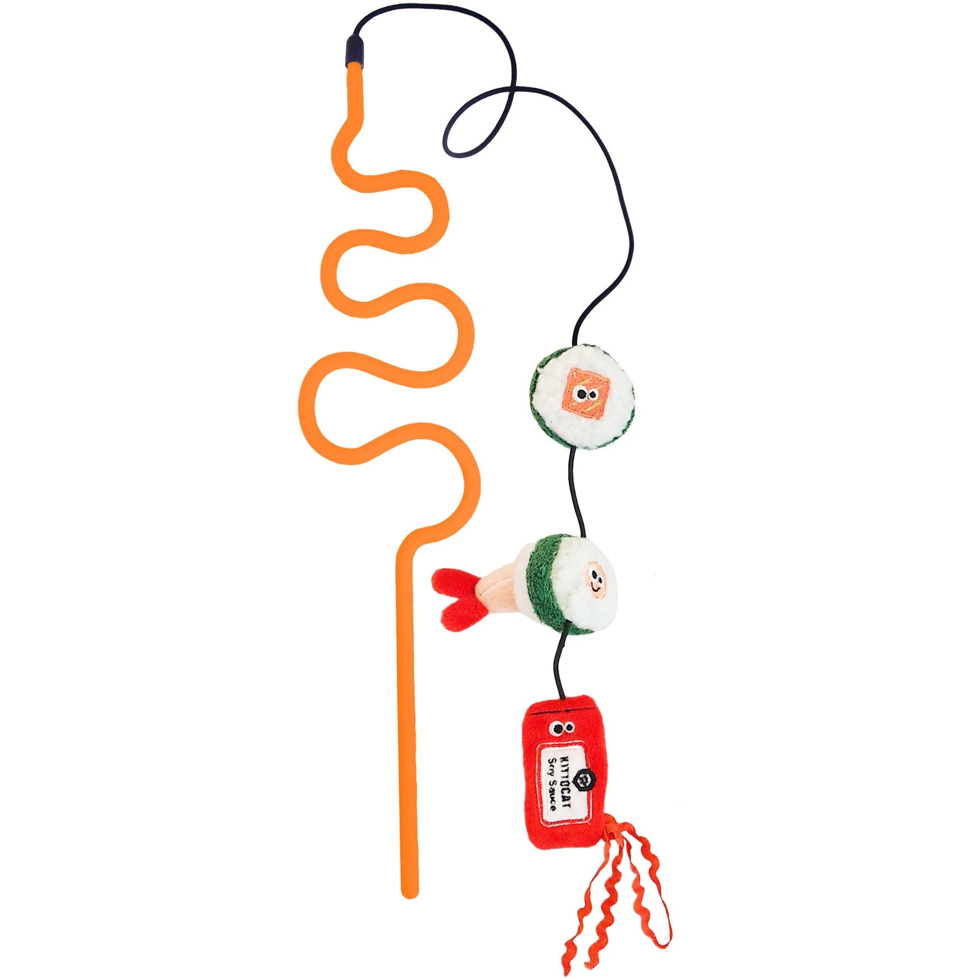 Mad Cat Sushi Swiper Wand Toy For Cats, One Size Fits All, Orange And Red