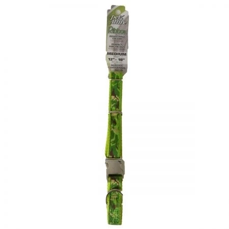 Coastal Pet 61471lcf Adjustable Nylon Dog Collar 12-18 In. Lime Camouflage With Metal Buckle