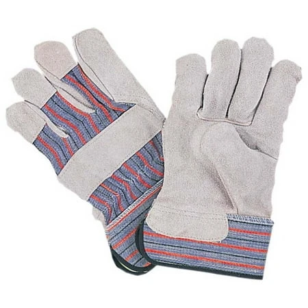 Men's Premium Split Leather Safety Gloves, Gauntlet Cuff, Size Large, 2 Pairs