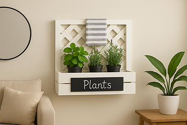Lattice Hanging Herb Garden Wht