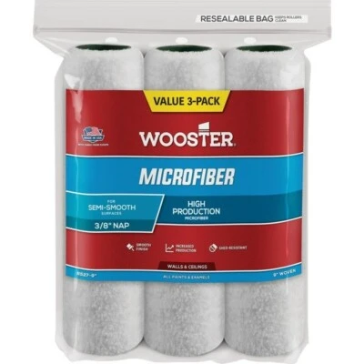 WOOSTER R527 Microfiber 3/8 3PK Roller Cover
