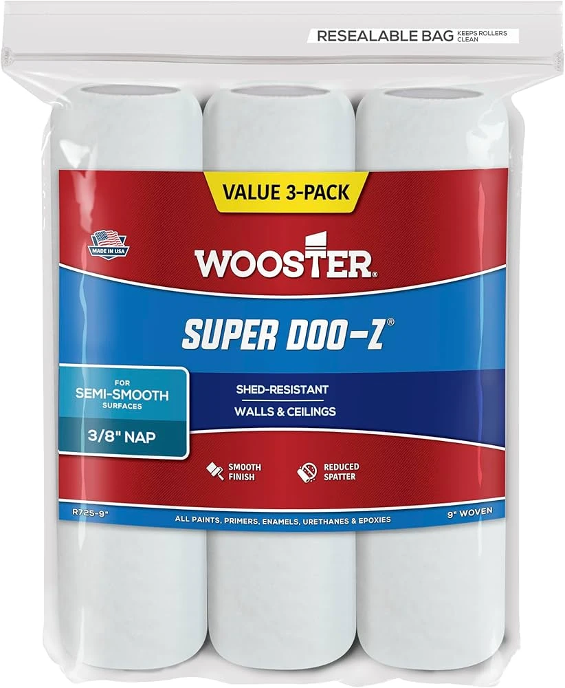 WOOSTER R725  9" x 3/8" 3PK Roller Cover