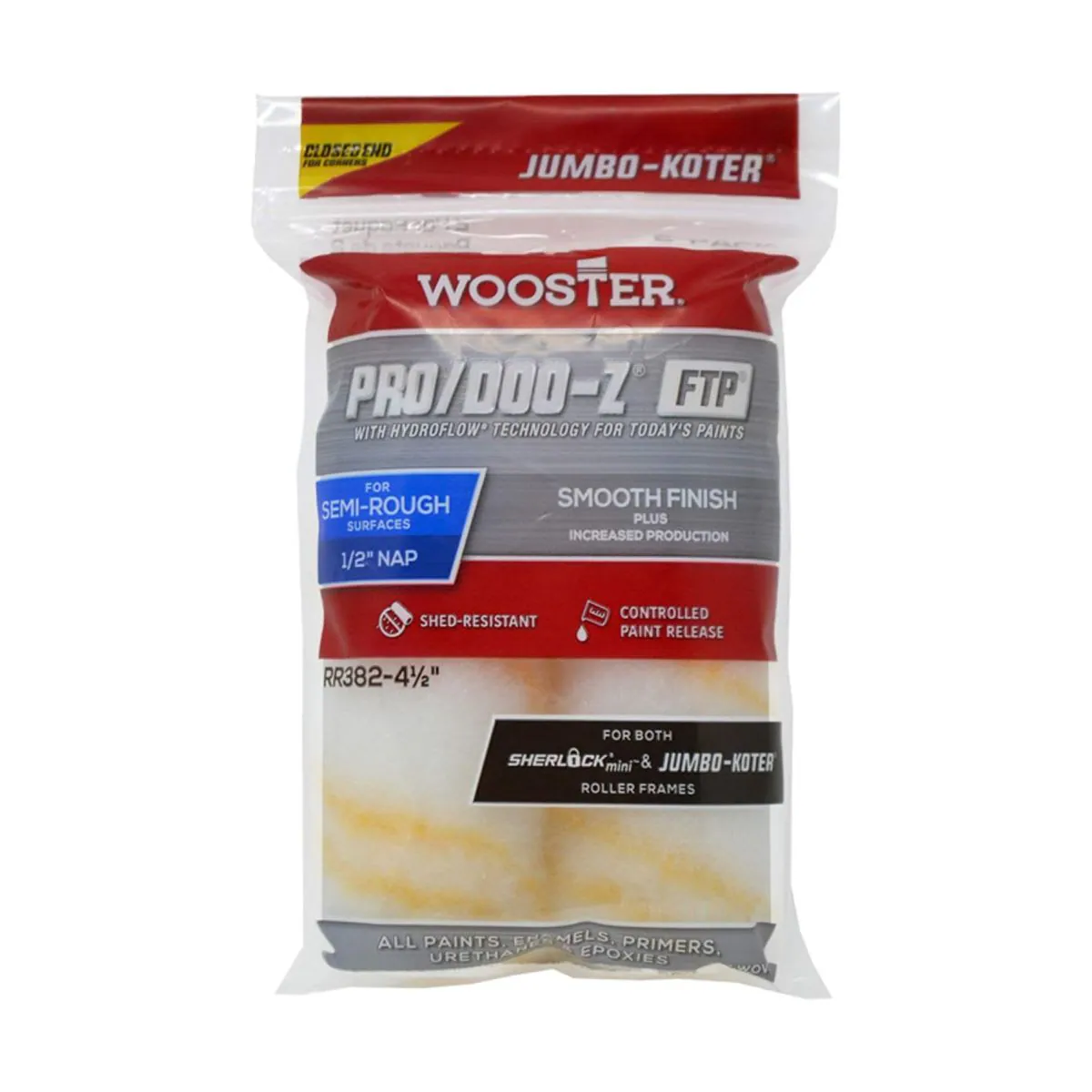 WOOSTER Pro Dooz 4.5X1/2 CVR JKTR CE 2pk Roller Cover
