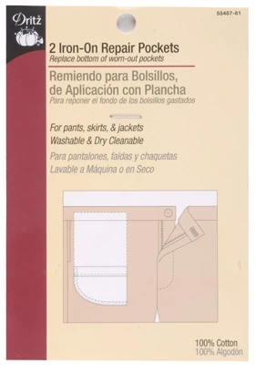 Dritz 100236 Iron-On Pockets 6.5 in. x 4 in. 2-Pkg-White