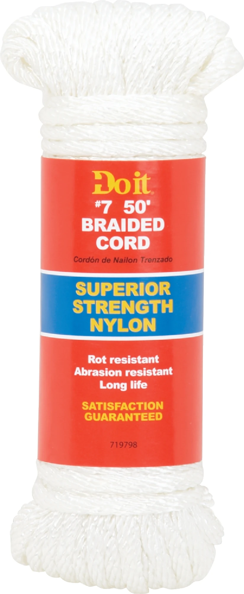 7/32 In. Diameter X 50 Ft. Length White Solid Braided Nylon Pulley Rope