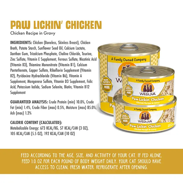 WERUVA PAW LICKIN' CHICKEN CANNED CAT FOOD 5.5OZ