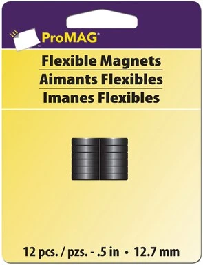 12353 0.5 in. Flexible Round Magnets - Pack of 12