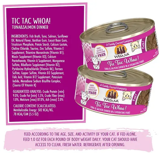 Weruva Pate Tic Tac Whoa! TUNA & SALMON Canned Cat Food 3OZ