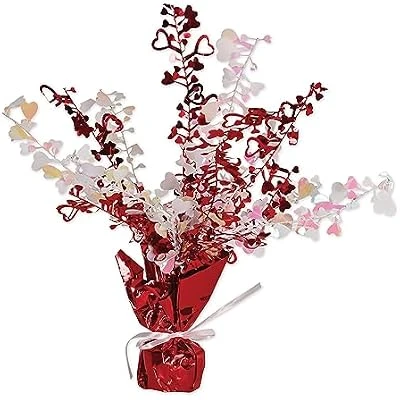 Red Iridescent Heart Gleam 'n Burst Centerpiece