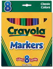 "Crayola Kid's Markers, Broad Line, Assorted Colors, 8/Box (58-7708)"