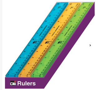 12 Inch Plastic Ruler - Translucent Assorted Colors, Case Of 12