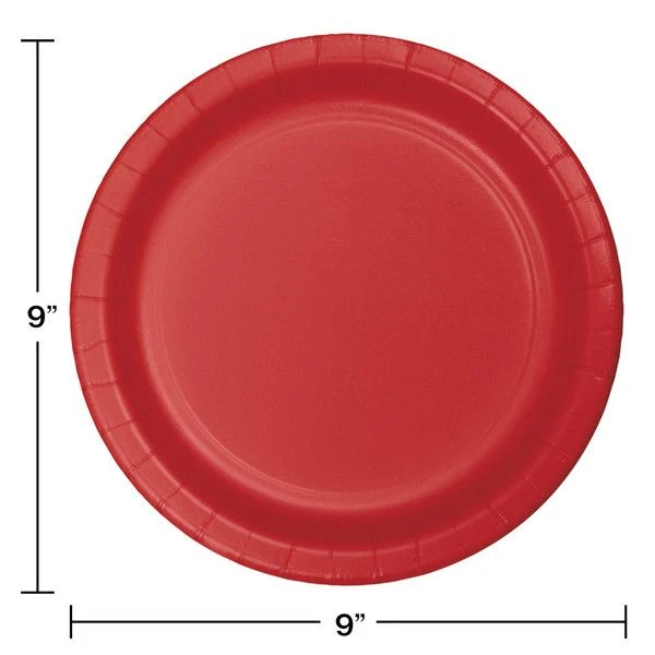 "Creative Converting Classic Red 9"" Round Dinner Plates, 24 Pack (471031B)"