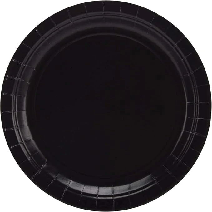 "Creative Converting Black Velvet 9"" Round Dinner Plates, 24 Pack (47134B)"