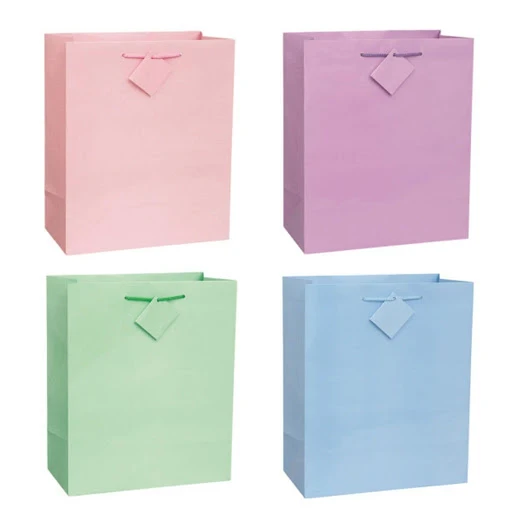 78671 Jumbo Tote Bag - Glossy Pastel Assorted Colors 10.5" X 12.5"