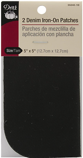 102351 Iron-On Patches 5 in. x 5 in. 2-Pkg-Black Denim