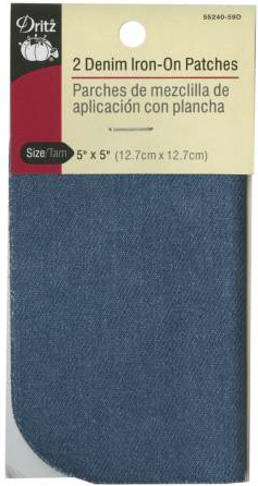 Dritz 102391 Iron-On Patches 5 in. x 5 in. 2-Pkg-Faded Blue
