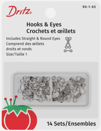 Hooks & Eyes Size 1 Nickel-plated Steel Fasteners - 14 Count