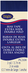 Wrights Extra Wide Double Fold Bias Tape 1/2" 3 Yards - Yale