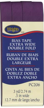 Wrights Extra Wide Double Fold Bias Tape 1/2" 3 Yards Plum