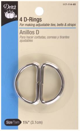 Metal D Rings 1-1/4 Inch Nickel Finish - Set Of 4