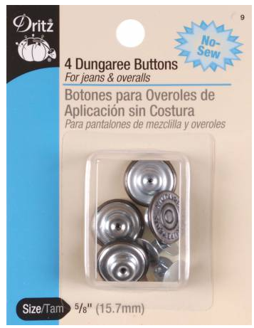 Dritz 41161 No-Sew Dungaree Buttons 5-8 in. 4-Pkg-Copper