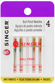 Singer Notions 4812 Universal Ball Point Machine Needles - Size 11 by 80 - 4 per Pack