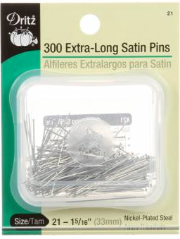 Extra Long Satin Pins Size 21 - 300 Count - 1-5/16 Inch