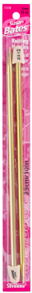 Silvalume Single Point Knitting Needles 10" Size 10/6mm Light Yellow