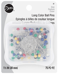 Long Color Ball Pins - Size 24 - 1.5 Inch - 75 Pieces