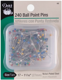 Color Ball Point Pins - Size 17 - 240 Pieces - 1-1/16 Inch