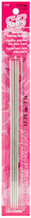 Susan Bates 11107-1 Silvalume Double Point Knitting Needles 7 in. 4-Pkg-Size 1 -Silver Green