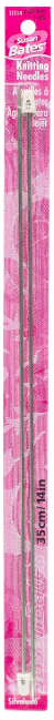 Silvalume Single Point Knitting Needles 14-inch Size 1 Silver Green