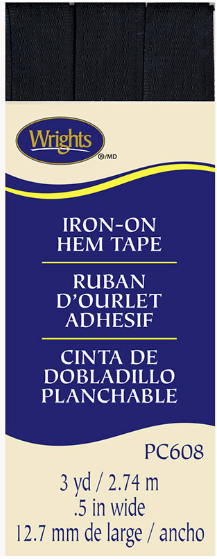 Iron-on Hem Tape 1/2" X 3 Yards - Black Polyester