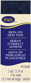 117-608-055 Polyester Iron-on Hem Tape, Navy, 1/2" X 3 Yards