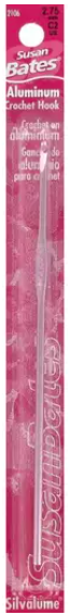 Silvalume Aluminum Crochet Hook 5.5-inch Size C 2 - Silver Pink