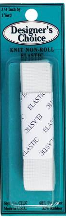 Elastic Knit No Roll 3/4" X 1 Yard White