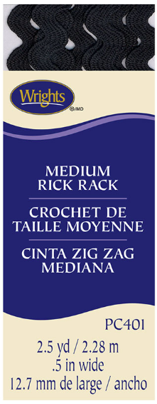 Medium Rick Rack Trim 1/2 Inch X 2.5 Yards - Black