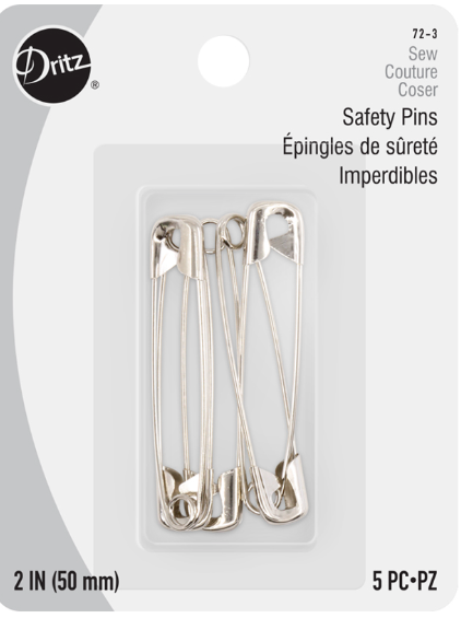 Dritz 72-65-3 3.46 x 2.85 x 0.6 6 Package Safety Pins - Size 3