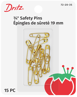 Brass Safety Pins Size 00 - 15 Pieces Blister Pack