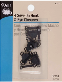 Sew-on Hook & Eye Closures 5/8 Inch Black 4 Pieces